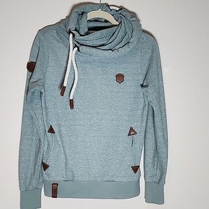 Naketano Darth Mack Velour Cowl Hoodie Sage Green Rope Drawstring size Medium